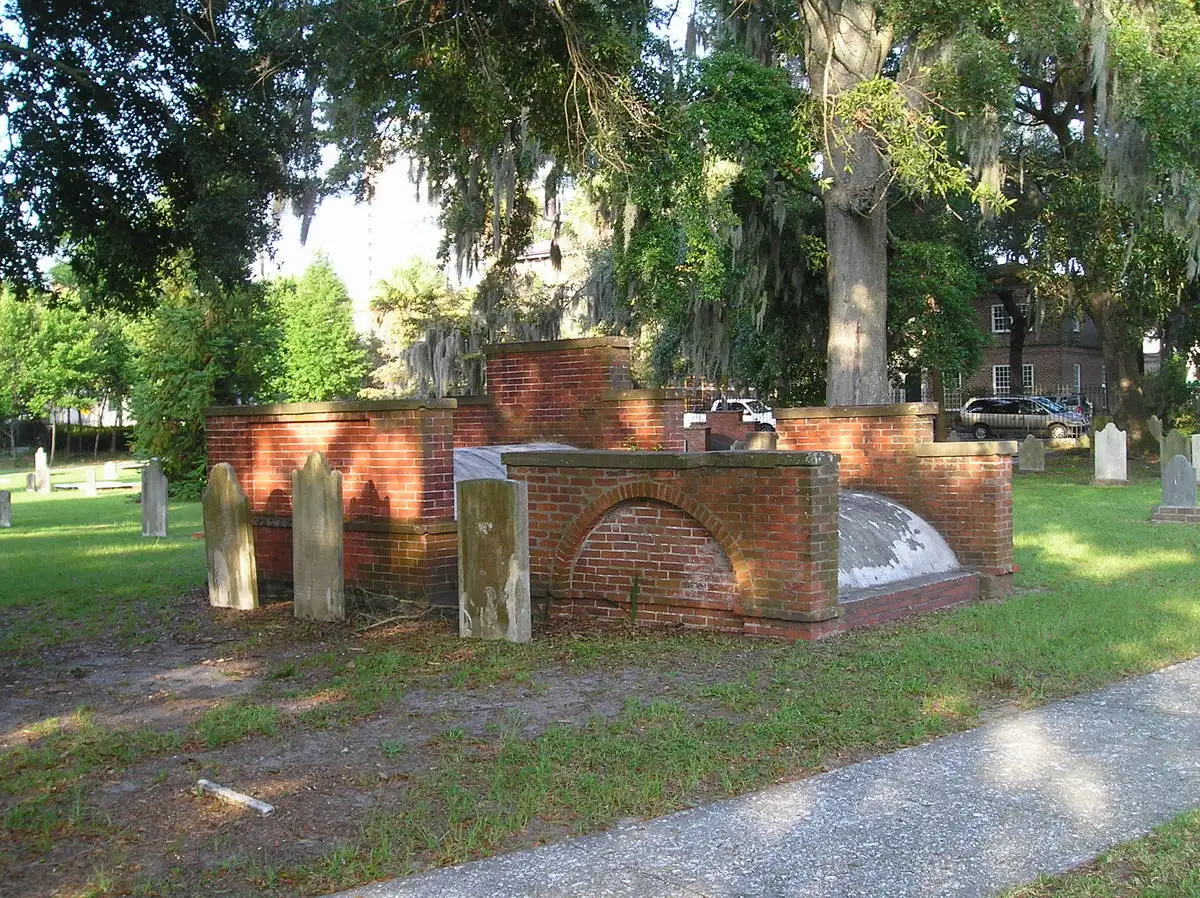 Brick tombs in Colonial Park Cemetery, the burial ground behind many adults-only ghost tours in Savannah GA