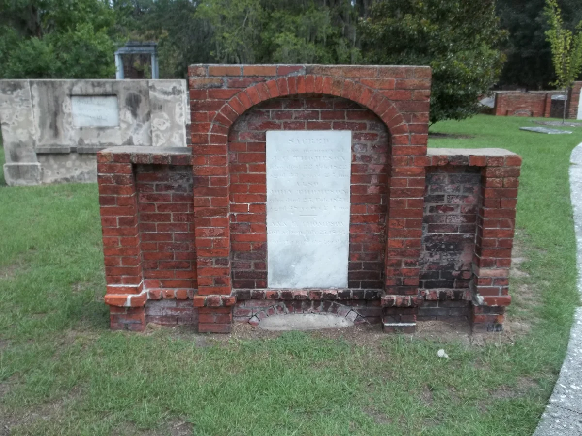 A brick vault in Colonial Park Cemetery, part of the history behind ghost tours in Savannah GA